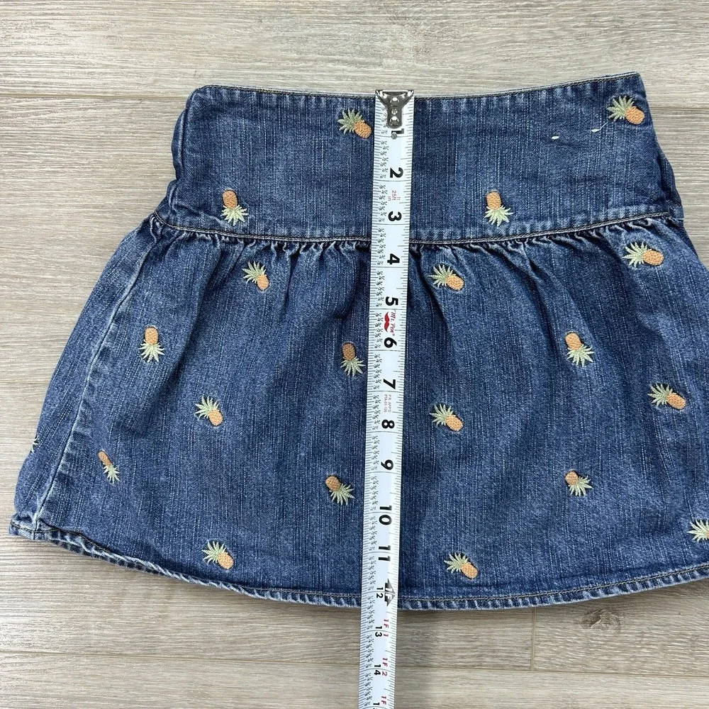 Gymboree 2004 Girls Size 6 Dark Blue Denim Pineapple Mini-Skirt Zip Up